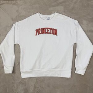 Princeton Champion Sweatshirt Mens Medium White Crewneck Fleece Pullover Graphic